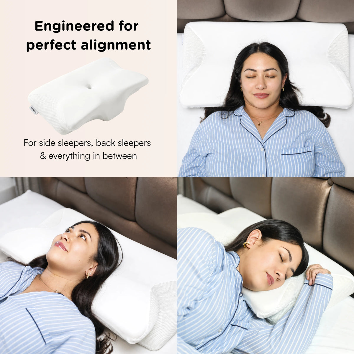 Align Pillow with cervical contour and butterfly shoulder cutout